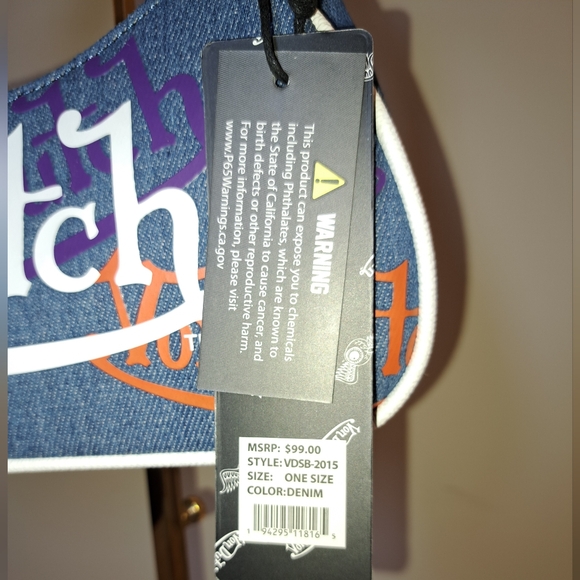 🔥NEW W/Tags Von Dutch Denim/Orange/Purple Logo Shoulder Bag W/ CUTE Mini Wrench - Picture 8 of 10